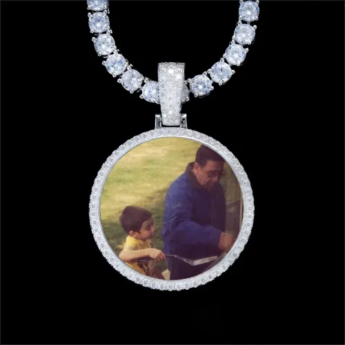 925S & VVS Moissanite 3D Circle Custom Picture Pendant sold by The GUU Shop