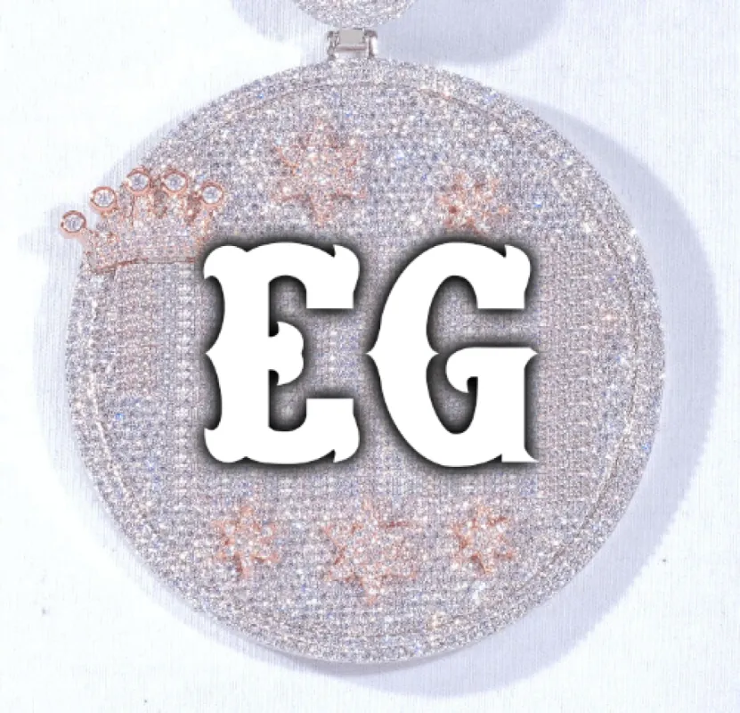 CUSTOM LETTER NECKLACE 3D BIG CROWN DISC sold by The GUU Shop
