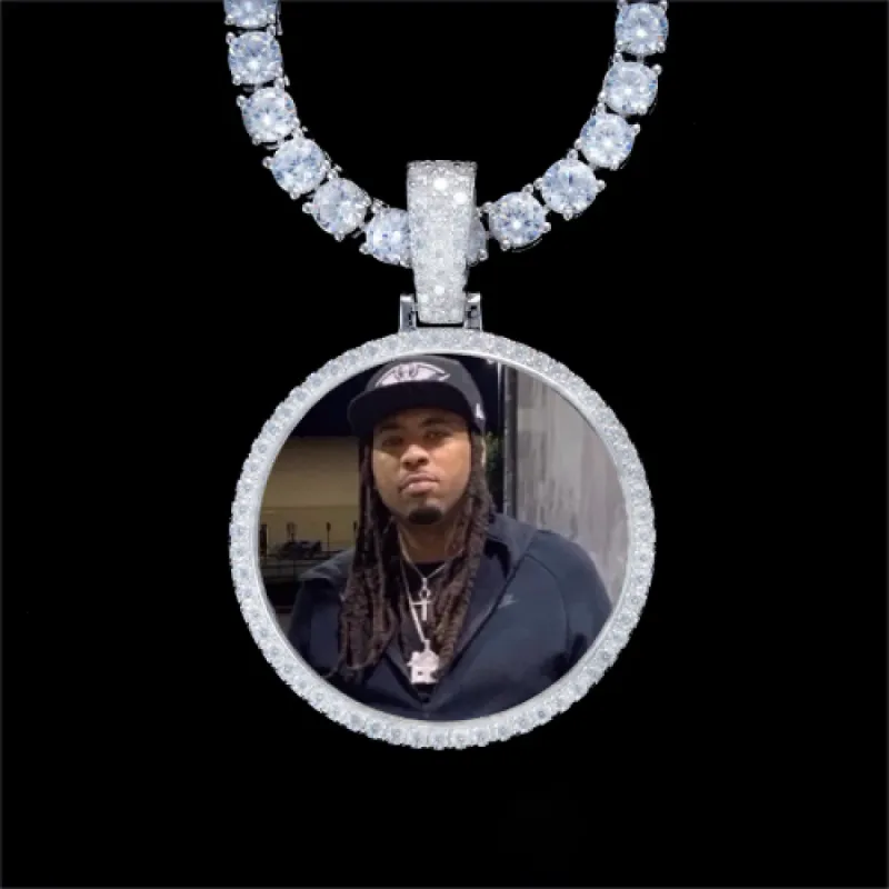 925S & VVS Moissanite 3D Circle Custom Picture Pendant sold by The GUU Shop