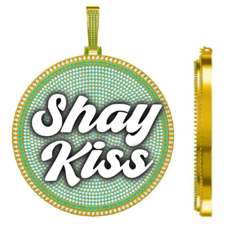 CUSTOM LETTER NECKLACE 3D BIG DISC sold by The GUU Shop