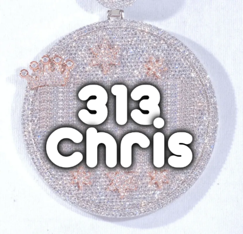 CUSTOM LETTER NECKLACE 3D BIG CROWN DISC sold by The GUU Shop