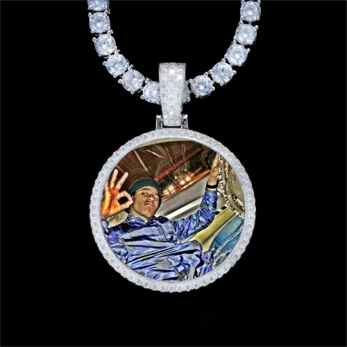 925S & VVS Moissanite 3D Circle Custom Picture Pendant sold by The GUU Shop