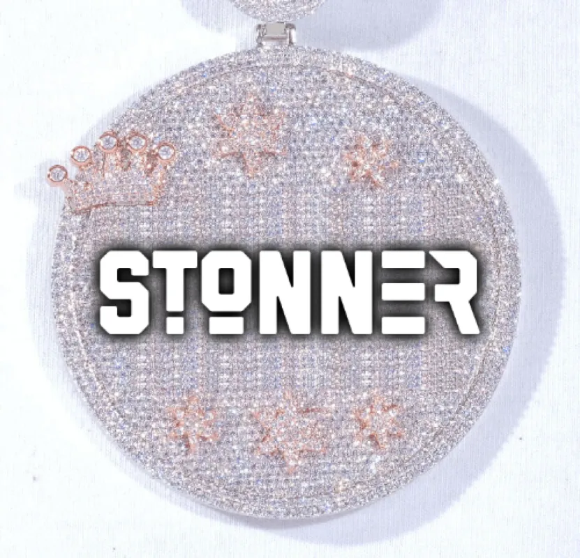 CUSTOM LETTER NECKLACE 3D BIG CROWN DISC sold by The GUU Shop