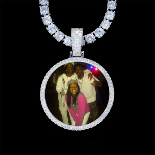 925S & VVS Moissanite 3D Circle Custom Picture Pendant sold by The GUU Shop