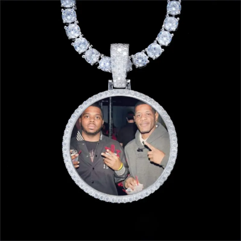 925S & VVS Moissanite 3D Circle Custom Picture Pendant sold by The GUU Shop