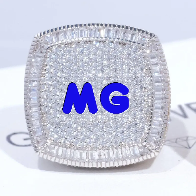 CUSTOM LETTER 3D ICED RING sold by The GUU Shop