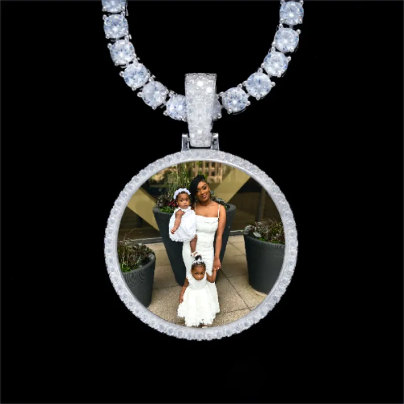 925S & VVS Moissanite 3D Circle Custom Picture Pendant sold by The GUU Shop