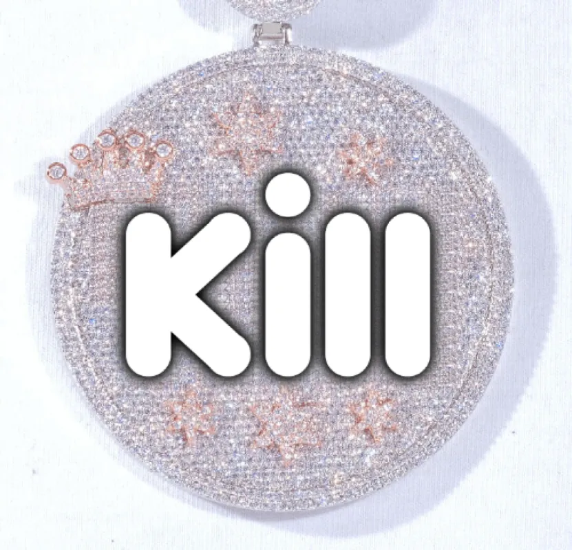 CUSTOM LETTER NECKLACE 3D BIG CROWN DISC sold by The GUU Shop