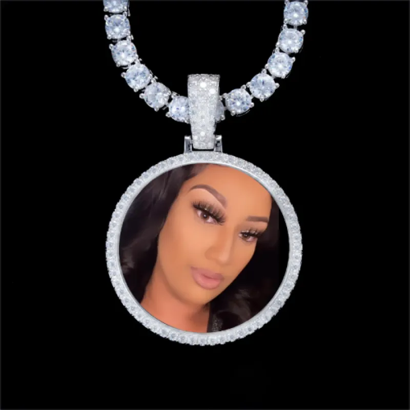 925S & VVS Moissanite 3D Circle Custom Picture Pendant sold by The GUU Shop