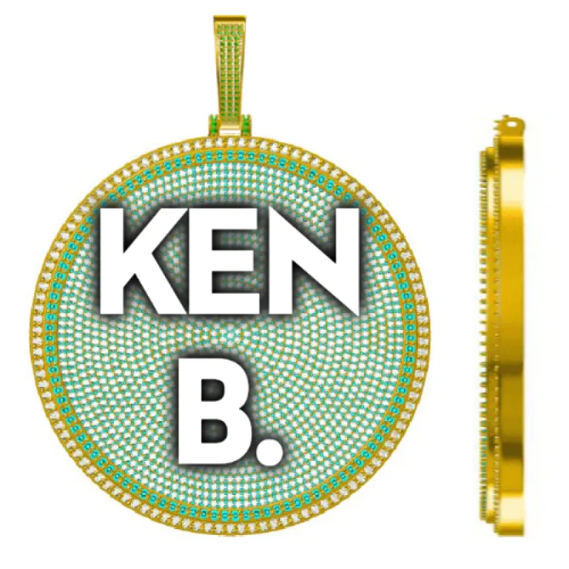 CUSTOM LETTER NECKLACE 3D BIG DISC sold by The GUU Shop