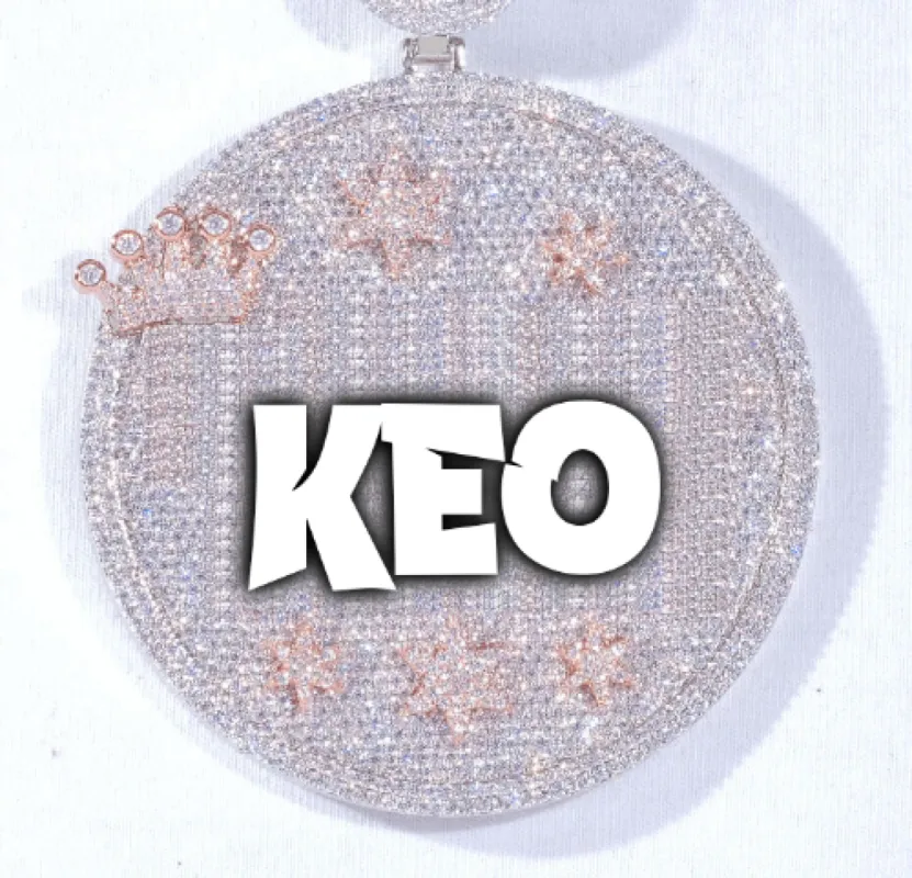 CUSTOM LETTER NECKLACE 3D BIG CROWN DISC sold by The GUU Shop