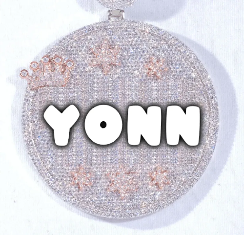 CUSTOM LETTER NECKLACE 3D BIG CROWN DISC sold by The GUU Shop