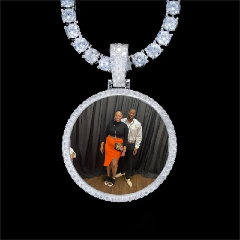 925S & VVS Moissanite 3D Circle Custom Picture Pendant sold by The GUU Shop
