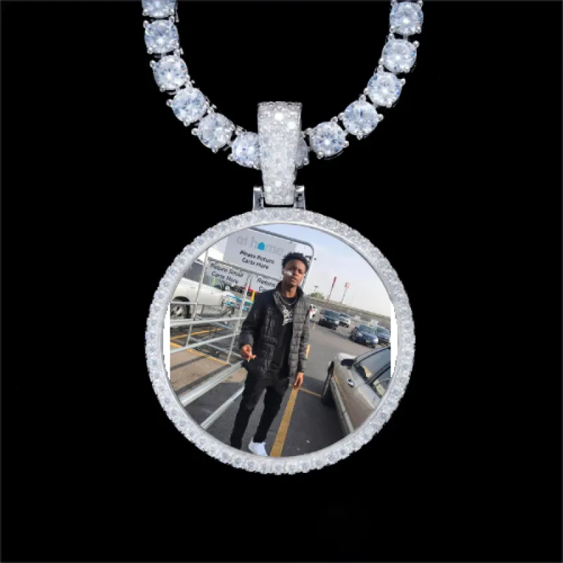 925S & VVS Moissanite 3D Circle Custom Picture Pendant sold by The GUU Shop