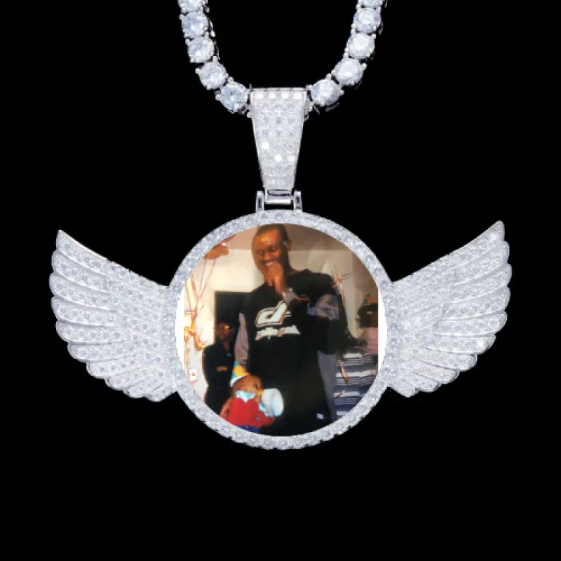 925S & VVS Moissanite 3D Wing Custom Picture Pendant sold by The GUU Shop