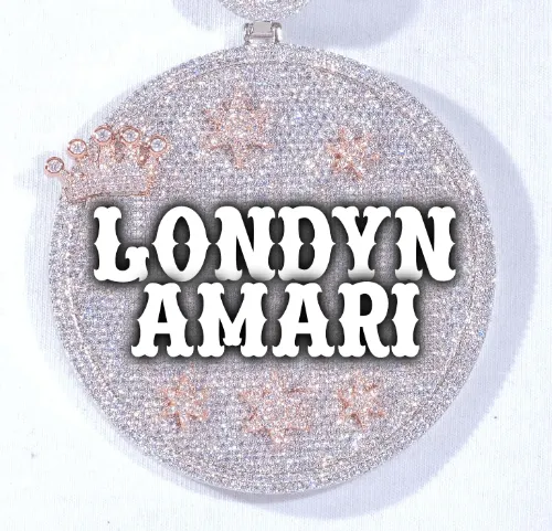 CUSTOM LETTER NECKLACE 3D BIG CROWN DISC sold by The GUU Shop