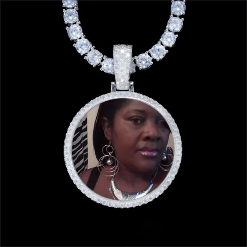 925S & VVS Moissanite 3D Circle Custom Picture Pendant sold by The GUU Shop