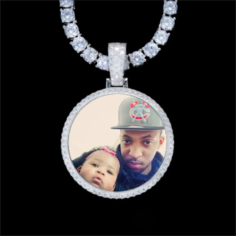 925S & VVS Moissanite 3D Circle Custom Picture Pendant sold by The GUU Shop