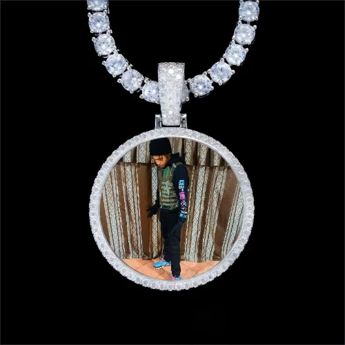925S & VVS Moissanite 3D Circle Custom Picture Pendant sold by The GUU Shop