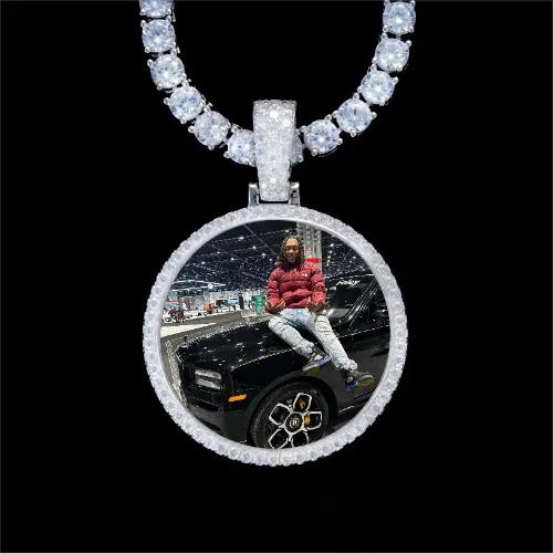925S & VVS Moissanite 3D Circle Custom Picture Pendant sold by The GUU Shop