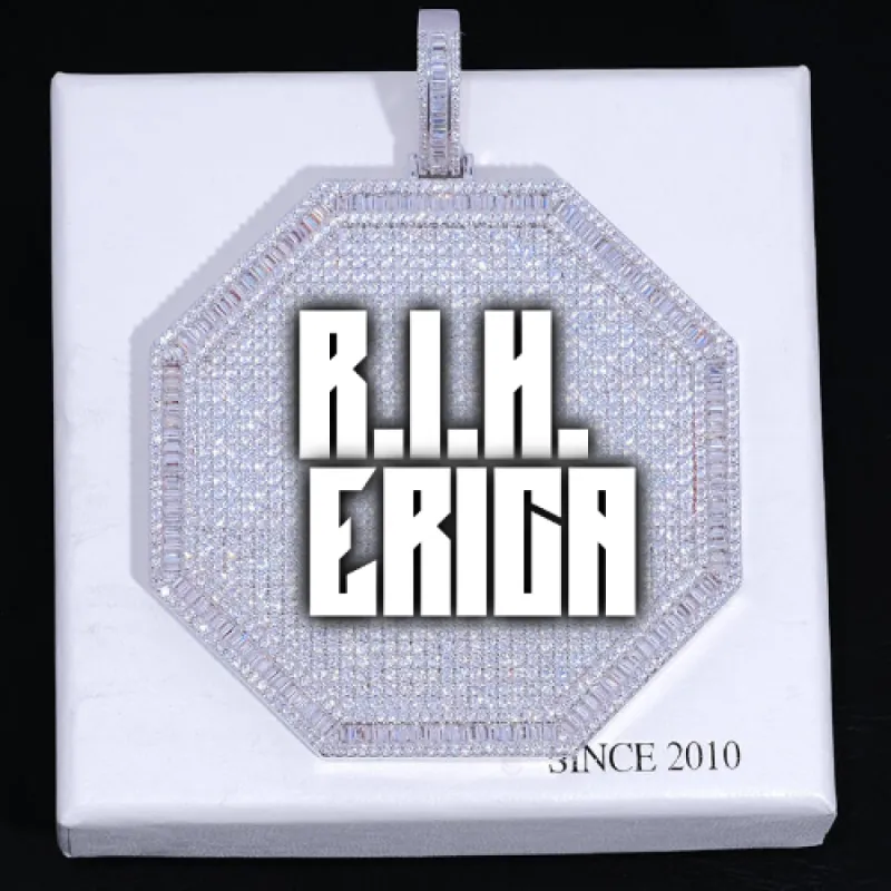 CUSTOM LETTER NECKLACE 3D BIG OCTAGON sold by The GUU Shop