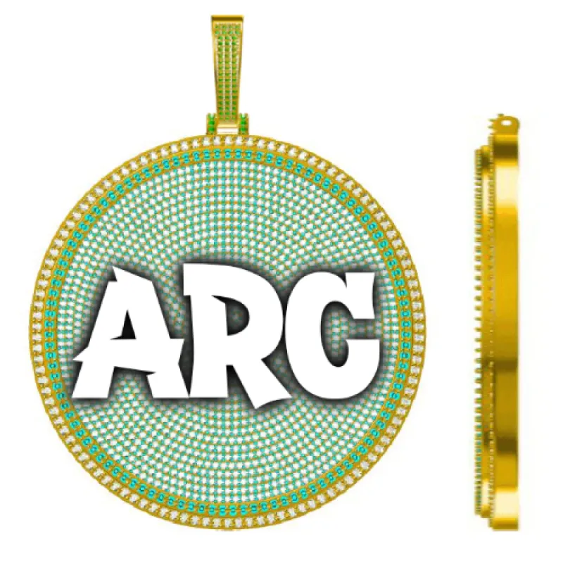 CUSTOM LETTER NECKLACE 3D BIG DISC sold by The GUU Shop