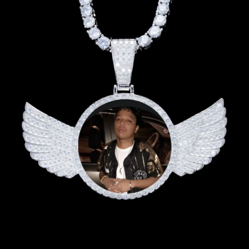 925S & VVS Moissanite 3D Wing Custom Picture Pendant sold by The GUU Shop