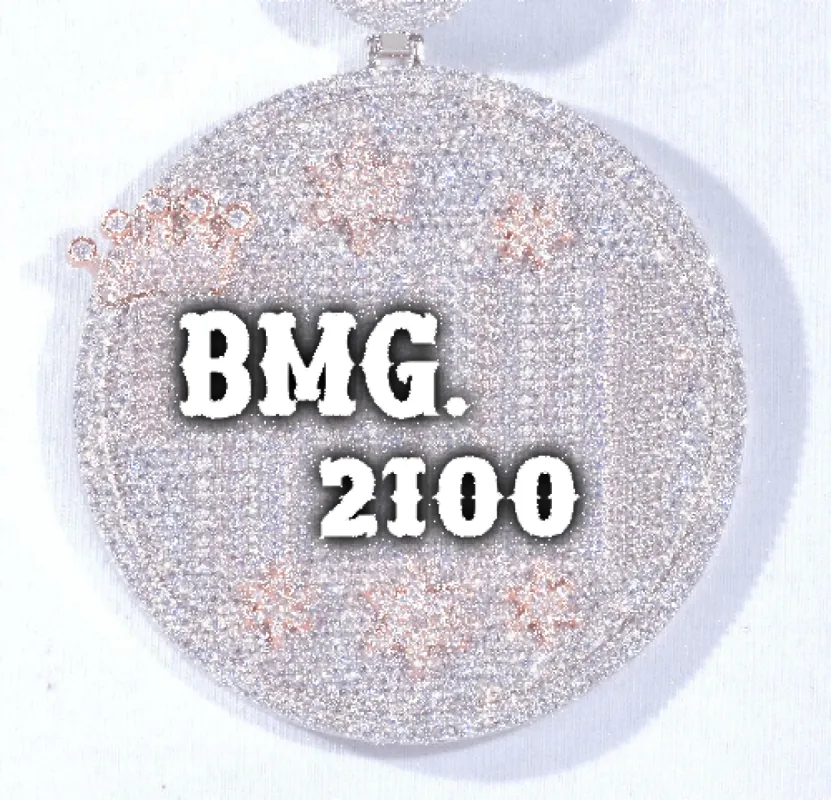 CUSTOM LETTER NECKLACE 3D BIG CROWN DISC sold by The GUU Shop