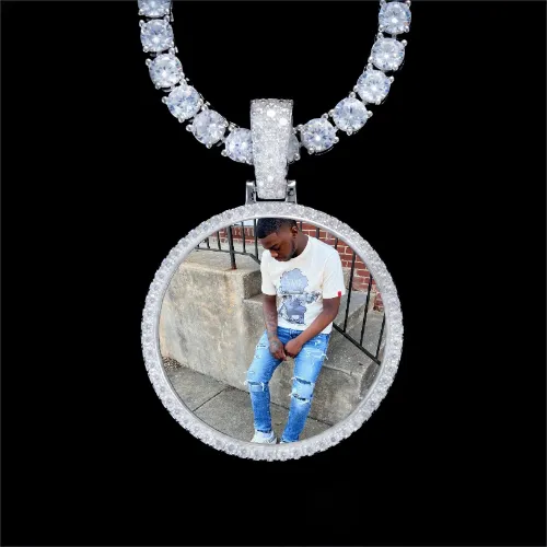 925S & VVS Moissanite 3D Circle Custom Picture Pendant sold by The GUU Shop