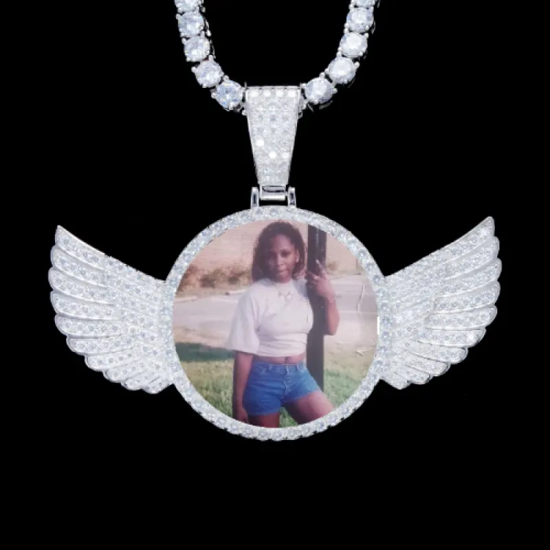 925S & VVS Moissanite 3D Wing Custom Picture Pendant sold by The GUU Shop