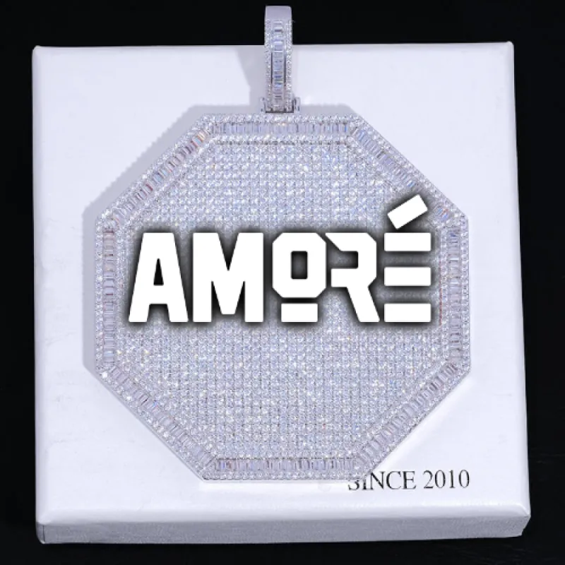 CUSTOM LETTER NECKLACE 3D BIG OCTAGON sold by The GUU Shop