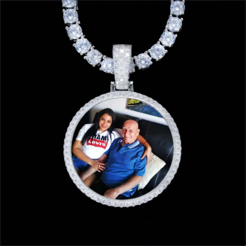 925S & VVS Moissanite 3D Circle Custom Picture Pendant sold by The GUU Shop