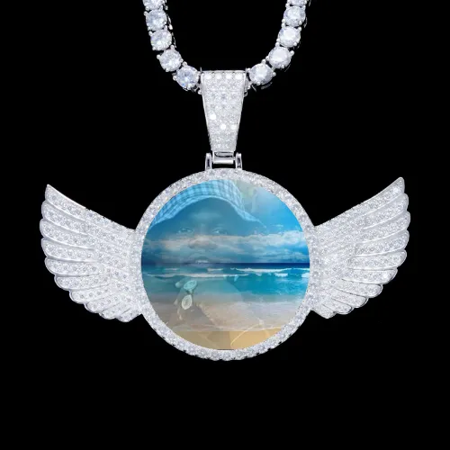 925S & VVS Moissanite 3D Wing Custom Picture Pendant sold by The GUU Shop