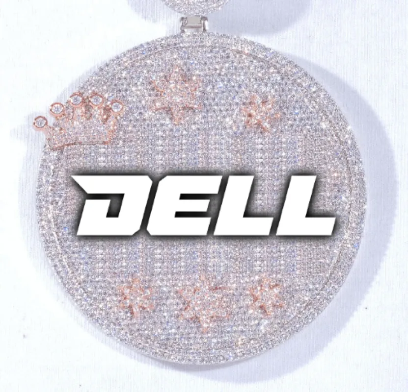 CUSTOM LETTER NECKLACE 3D BIG CROWN DISC sold by The GUU Shop