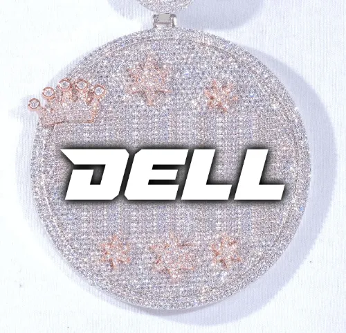 CUSTOM LETTER NECKLACE 3D BIG CROWN DISC sold by The GUU Shop