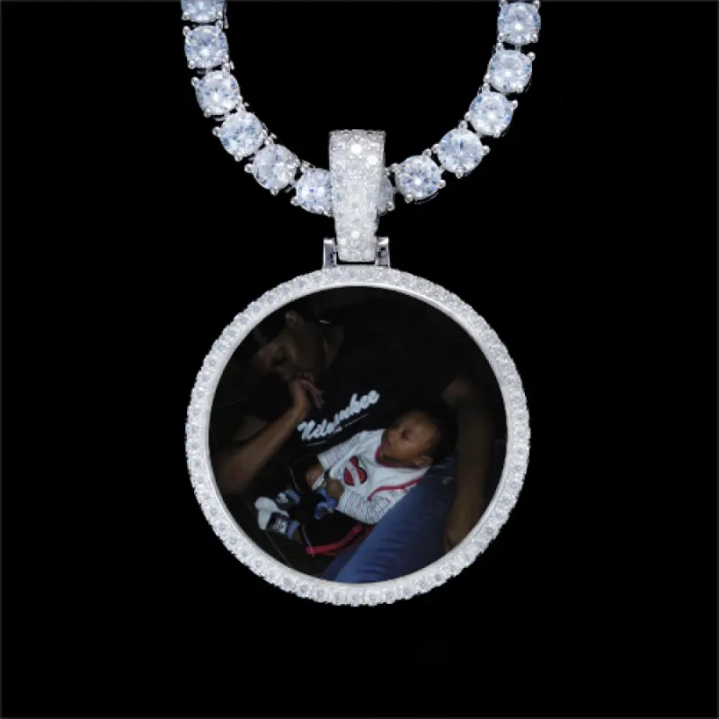 925S & VVS Moissanite 3D Circle Custom Picture Pendant sold by The GUU Shop
