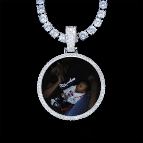 925S & VVS Moissanite 3D Circle Custom Picture Pendant sold by The GUU Shop