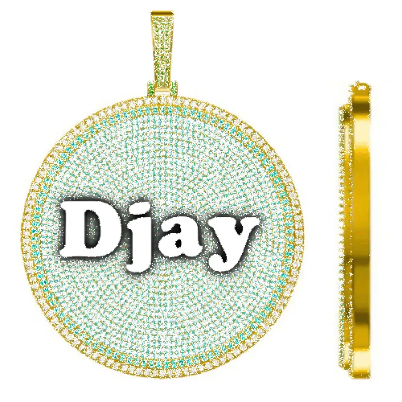 CUSTOM LETTER NECKLACE 3D BIG DISC sold by The GUU Shop