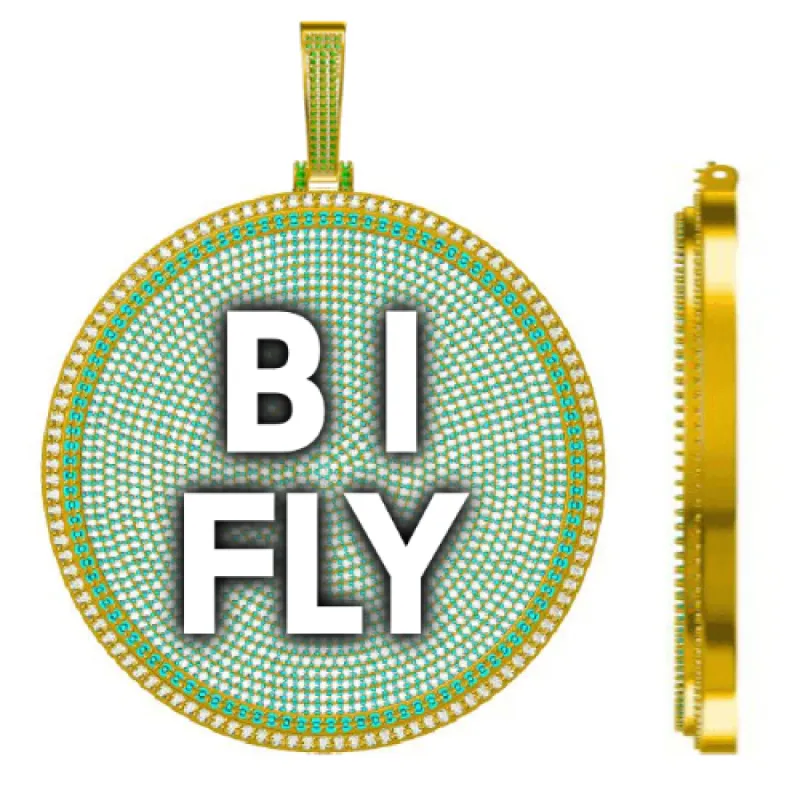 CUSTOM LETTER NECKLACE 3D BIG DISC sold by The GUU Shop