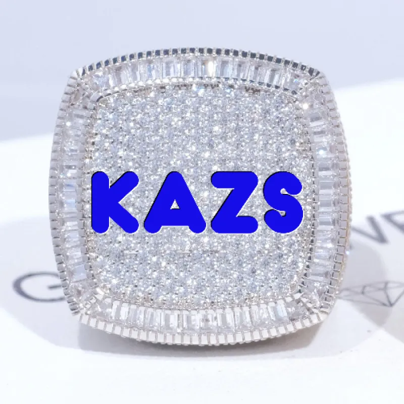 CUSTOM LETTER 3D ICED RING sold by The GUU Shop