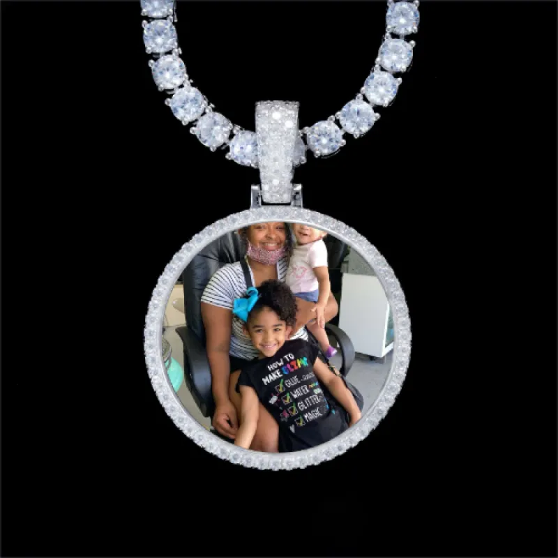 925S & VVS Moissanite 3D Circle Custom Picture Pendant sold by The GUU Shop