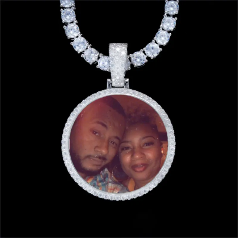 925S & VVS Moissanite 3D Circle Custom Picture Pendant sold by The GUU Shop