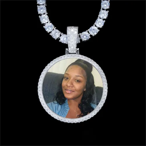 925S & VVS Moissanite 3D Circle Custom Picture Pendant sold by The GUU Shop