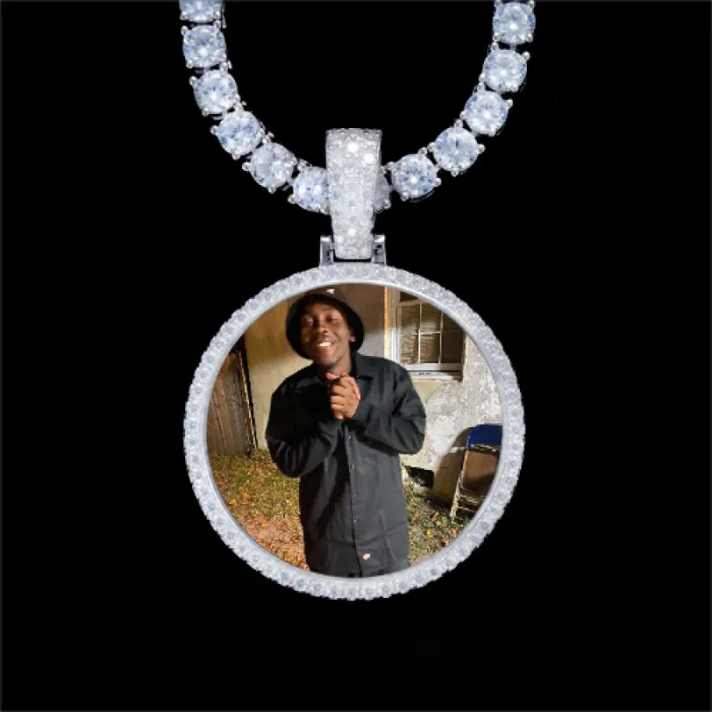 925S & VVS Moissanite 3D Circle Custom Picture Pendant sold by The GUU Shop