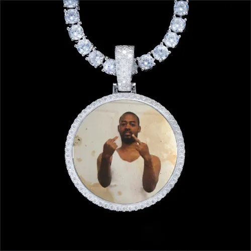 925S & VVS Moissanite 3D Circle Custom Picture Pendant sold by The GUU Shop