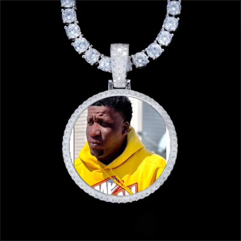 925S & VVS Moissanite 3D Circle Custom Picture Pendant sold by The GUU Shop