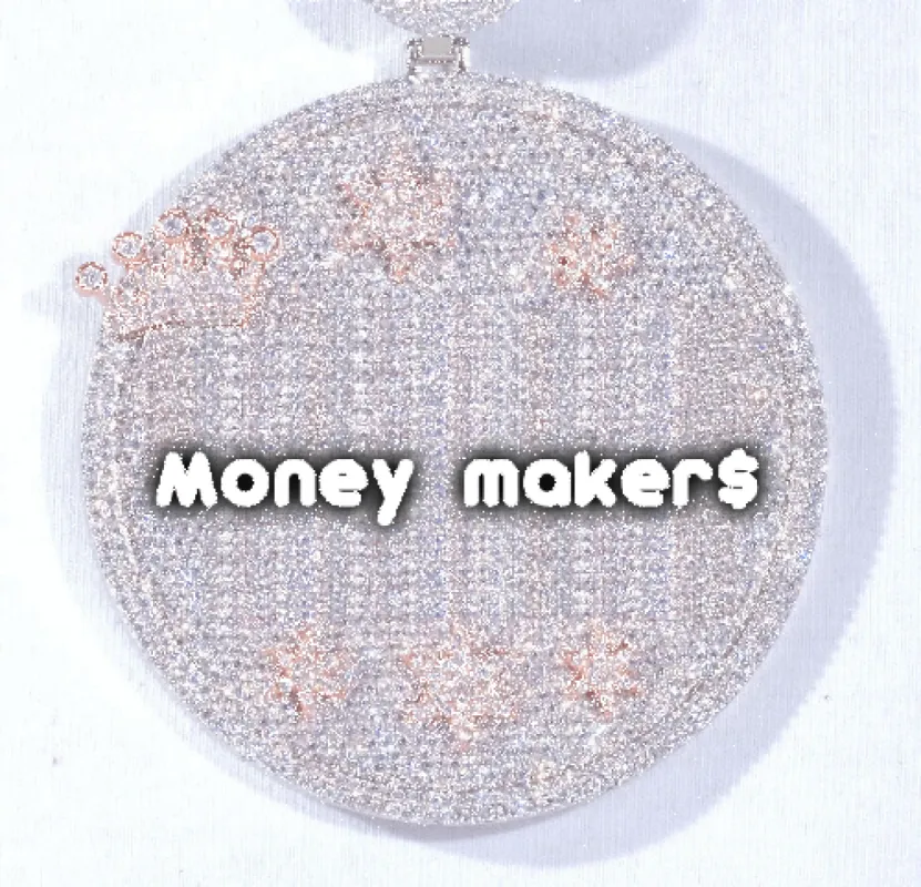 CUSTOM LETTER NECKLACE 3D BIG CROWN DISC sold by The GUU Shop