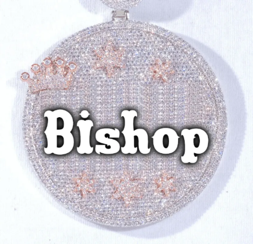 CUSTOM LETTER NECKLACE 3D BIG CROWN DISC sold by The GUU Shop