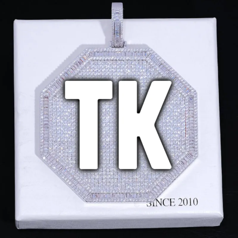 CUSTOM LETTER NECKLACE 3D BIG OCTAGON sold by The GUU Shop