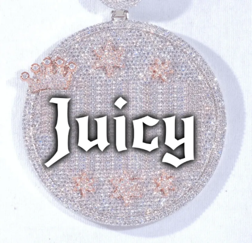 CUSTOM LETTER NECKLACE 3D BIG CROWN DISC sold by The GUU Shop